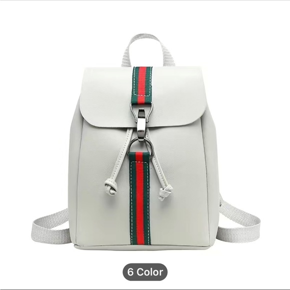 Fashion Print Trendy Small Backpack, Simple Solid Color Leather Women's … - Picture 2 of 4